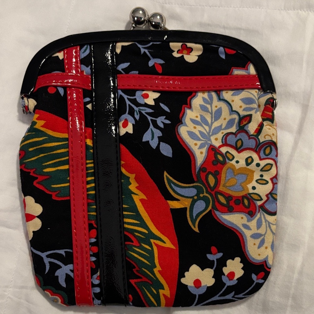 Vera Bradley Versailles Black and Red Floral Clutch